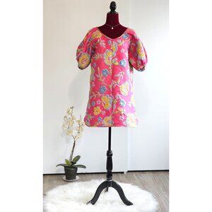 Arianne Elmy Women's Short Sleeve Pink Good Luck Embroidered Dress Size S 2337